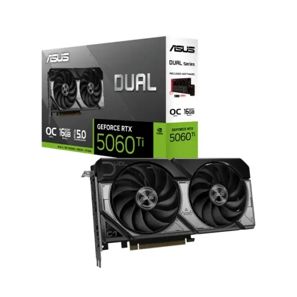 ASUS Dual Nvidia GeForce RTX 5060 Ti 16GB OC Graphics Card - Black image 1