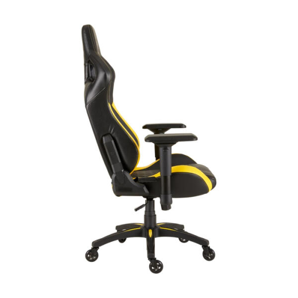 Corsair T1 Race Gaming Chair with PU Leather, 4D Adjustable Armrest, PU Caster Wheels - Black/Yellow image 2