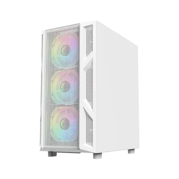 GameOn Trident IV-A PowerForge Series Mid Tower Gaming Case with 750W Power Supply Pre-Installed (4 ARGB Fans Included) - White image 6