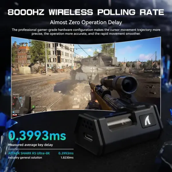 Attack Shark R5 Ultra Carbon Fiber Tri-Mode Wireless (BT/2.4G Wireless/Wired) 8K PAW3950MAX Gaming Mouse - White image 6