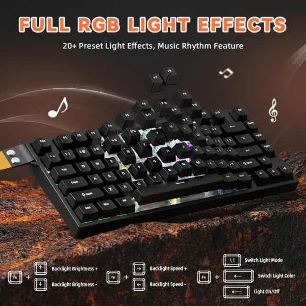 Attack Shark R82 HE Rapid Trigger 75% Wired 8KHz Magnetic Keyboard With 0.005mm RT - Black image 2