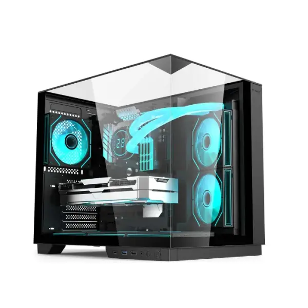 Acer V330 ATX Mid Tower Three Panel Front Top & Left Side Tempered Glass Case With 6 ARGB Fans - Black image 0