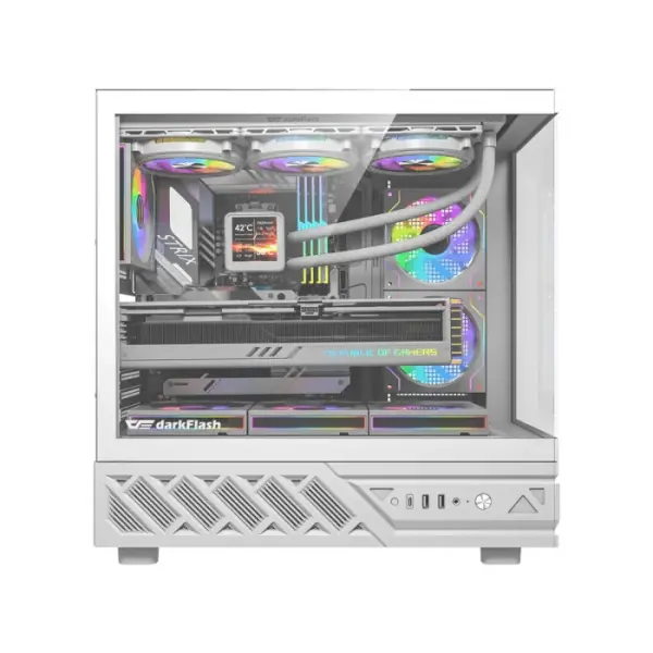 Darkflash DS950V ATX PC Case with 6 ARGB fans - White image 1