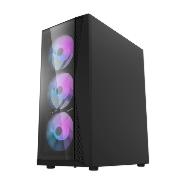 DarkFlash DK352 Plus ATX Mid Tower Front Panel Tempered Glass Side Panel Case With 4 ARGB Fans - DARK image 3
