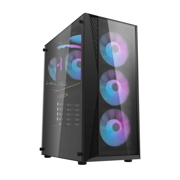 DarkFlash DK352 Plus ATX Mid Tower Front Panel Tempered Glass Side Panel Case With 4 ARGB Fans - DARK image 0