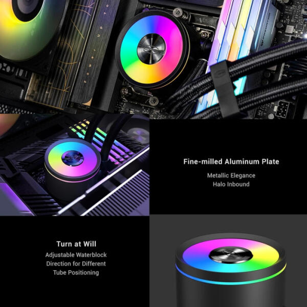 PC Cooler DA360 Pro ARGB CPU Liquid Cooler - Black image 4