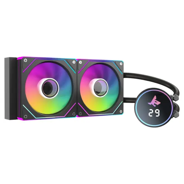 SHARX JAWS J240DD – 240mm AIO Liquid CPU Cooler with Dual ARGB Fans, Black image 0