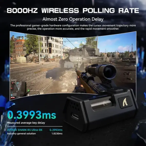 Attack Shark R5 Ultra Carbon Fiber Tri-Mode Wireless (BT/2.4G Wireless/Wired) 8K PAW3950MAX Gaming Mouse - Black image 6