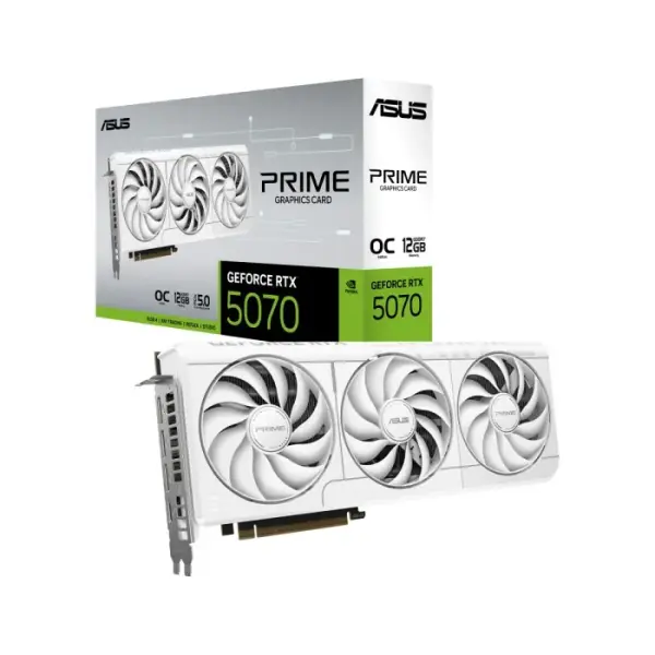 Asus Prime GeForce RTX 5070 OC Edition 12GB GDDR7 Graphic Card - White image 1