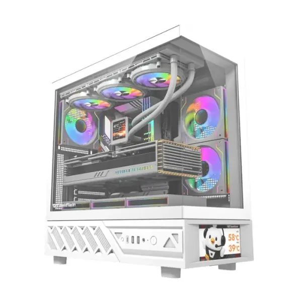 Darkflash DS950V ATX PC Case with 6 ARGB fans - White image 0