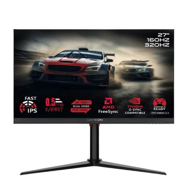 GAMEON Dual Switch Gaming Monitor GOSX27B 27" FHD, Dual Mode 4K 160 / FHD 320 Hz, MPRT 0.5 ms, HDMI 2.1, Fast IPS (Support PS5) - Black image 0