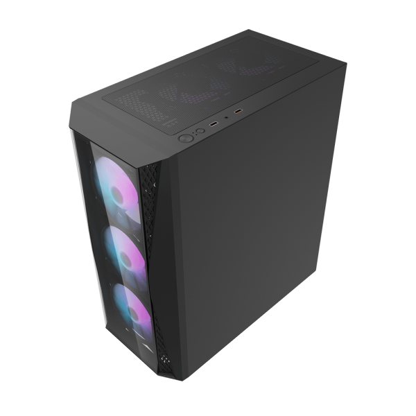 DarkFlash DK352 Plus ATX Mid Tower Front Panel Tempered Glass Side Panel Case With 4 ARGB Fans - DARK image 5