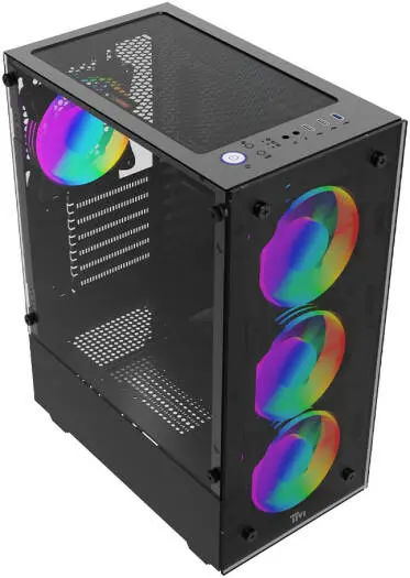 Twisted Minds Nova Mid Tower Gaming Case, ATX PC Case with ARGB 4 FANS Black | TM-NOVA-B image 1