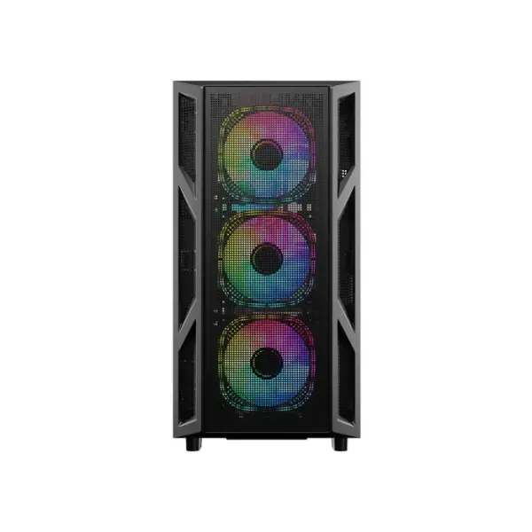 GameOn Trident IV-M PowerForge Series Mid Tower Gaming Case with 750W Power Supply Pre-Installed (4 ARGB Fans Included) - Black image 4