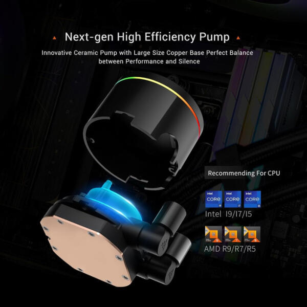 PC Cooler DA360 Pro ARGB CPU Liquid Cooler - Black image 1