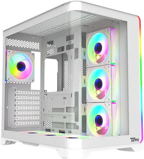 Twisted Minds FLUX Gaming Case Mid Tower - White - TM-FLUX-W  (7ARGB Fans Included) image 0