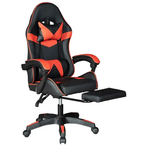 Gadgeton Imperial Series PVC Leather Gaming Chair With Footrest - Black/Red image 1