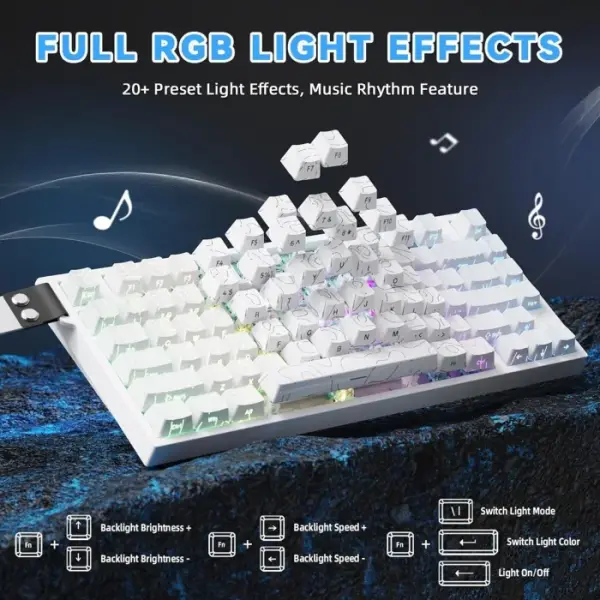 ATTACK SHARK R82 HE Wired 75% Gaming Keyboard with C01ULTRA LED Cable WHITE image 3