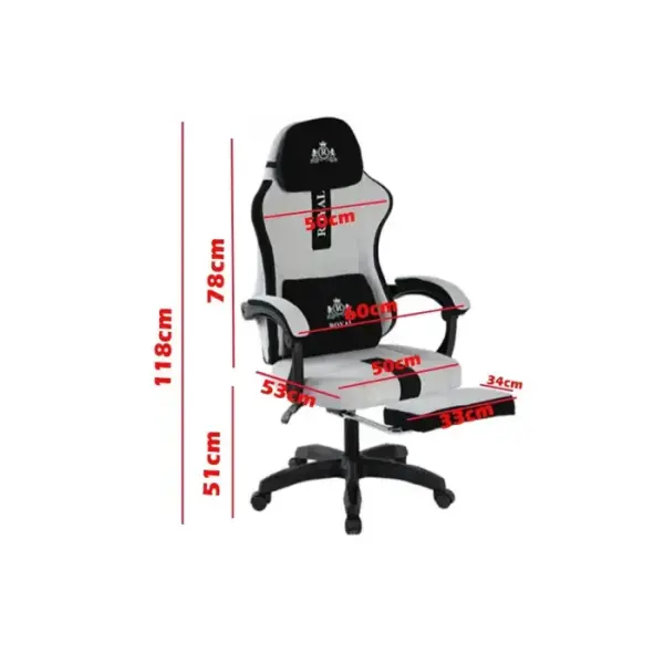 Royal Gaming Chair with Footrest – White/Black image 1