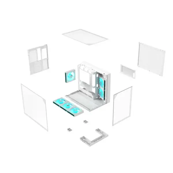Acer V330 ATX Mid Tower Three Panel Front Top & Left Side Tempered Glass Case With 6 ARGB Fans - White image 6