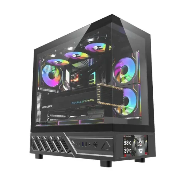 Darkflash DS950V ATX PC Case with 6 ARGB fans- Black image 0