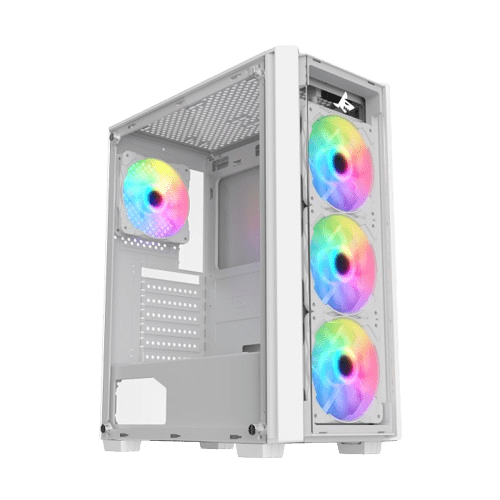  SHARX STRIKER ARGB - ATX PC Case With Front Mesh Panel, 4 x 120mm Pre-Installed Fans Model S-200,WHITE image 0