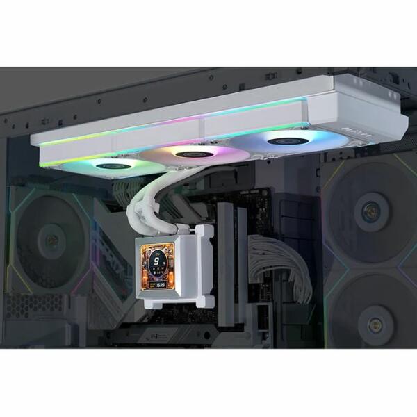 LIAN LI Hydro-Shift LCD 360mm RGB Liquid CPU Cooler - White image 1