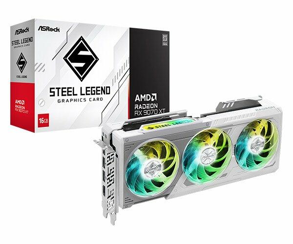 ASRock AMD Radeon - RX 9070 XT Steel Legend GDDR6 16GB - Graphics Card - White image 1