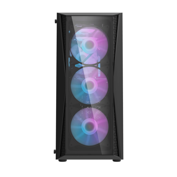 DarkFlash DK352 Plus ATX Mid Tower Front Panel Tempered Glass Side Panel Case With 4 ARGB Fans - DARK image 4