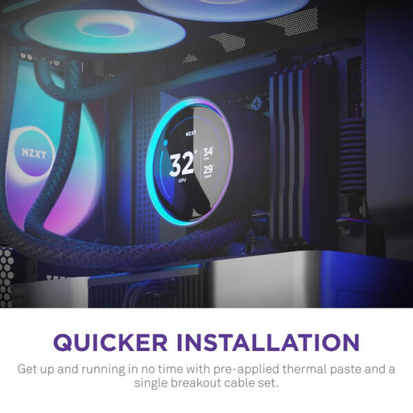 NZXT Kraken Elite 240 RGB - 240mm (2x120mm) AIO With 2.72 IPS LCD Liquid Cooler - Black image 6