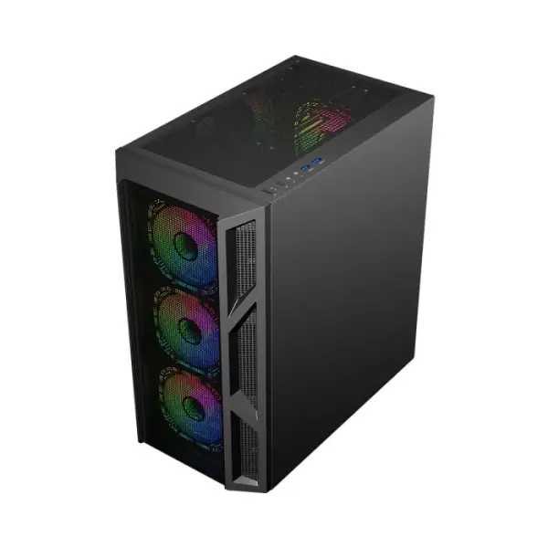 GameOn Trident IV-M PowerForge Series Mid Tower Gaming Case with 750W Power Supply Pre-Installed (4 ARGB Fans Included) - Black image 5