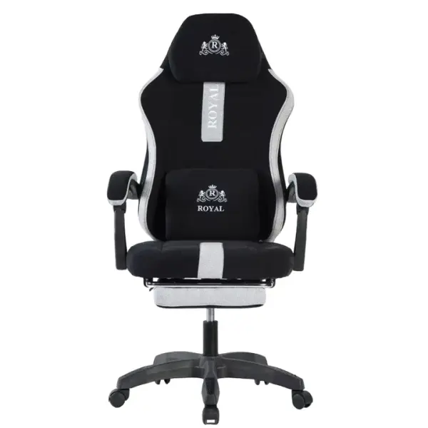 Royal Gaming Chair with Footrest Leather - Black image 0