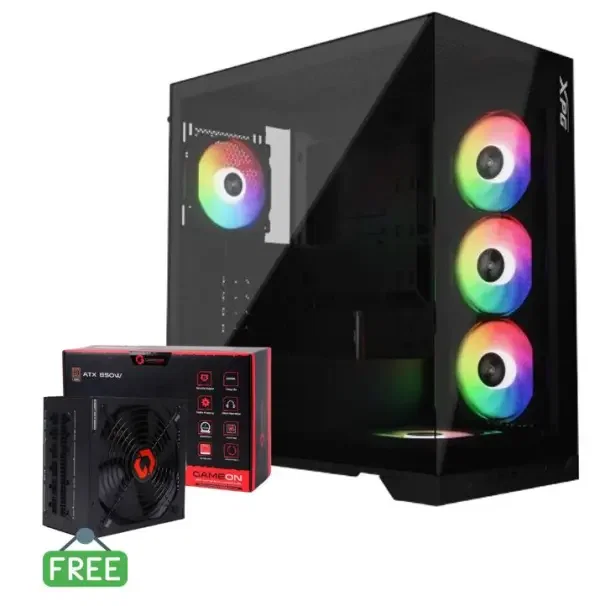 XPG INVADER X Mid-Tower PC Chassis - Black 5x Pre-Installed RGB Fans AND FREE 850  Power Supply - Black image 0