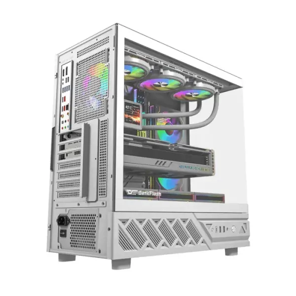 Darkflash DS950V ATX PC Case with 6 ARGB fans - White image 2