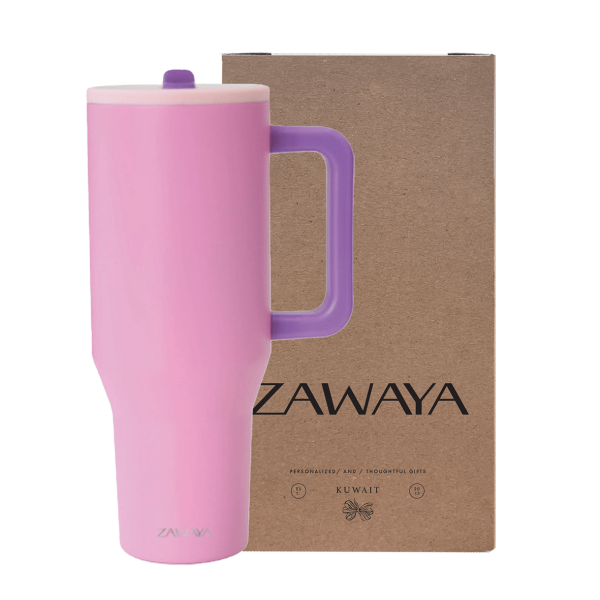 كوب سعة 40 أونصة بمقبض وغطاء علوي-Bright Pink image 0