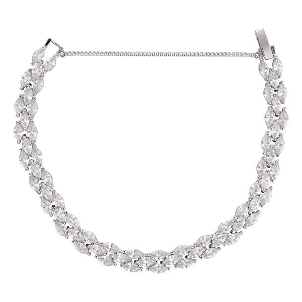Crystal Necklace Set-Silver/White image 6