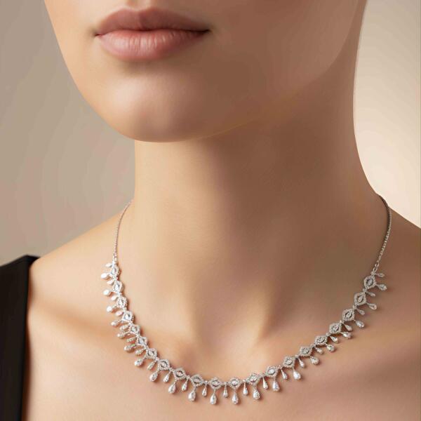 Silver Toned Crystal Choker image 0