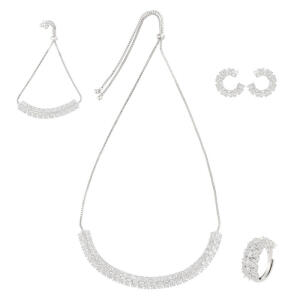 Silver Toned Crystal Accessories Set image 0