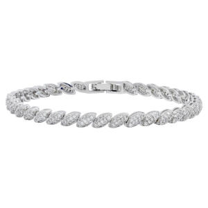 Silver Toned Pear Necklace Set-White image 1