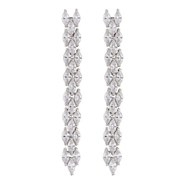 Crystal Necklace Set-Silver/White image 3