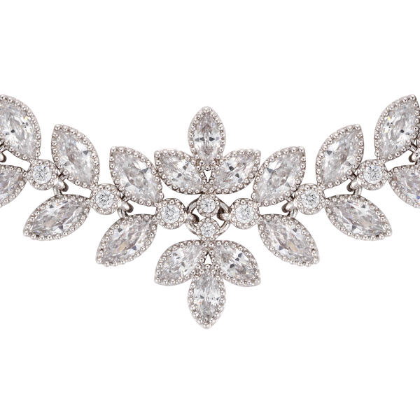 Zircon Necklace Set-Silver/White image 7