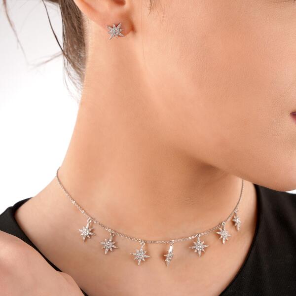 Choker Necklace - Silver White - 0 image 0