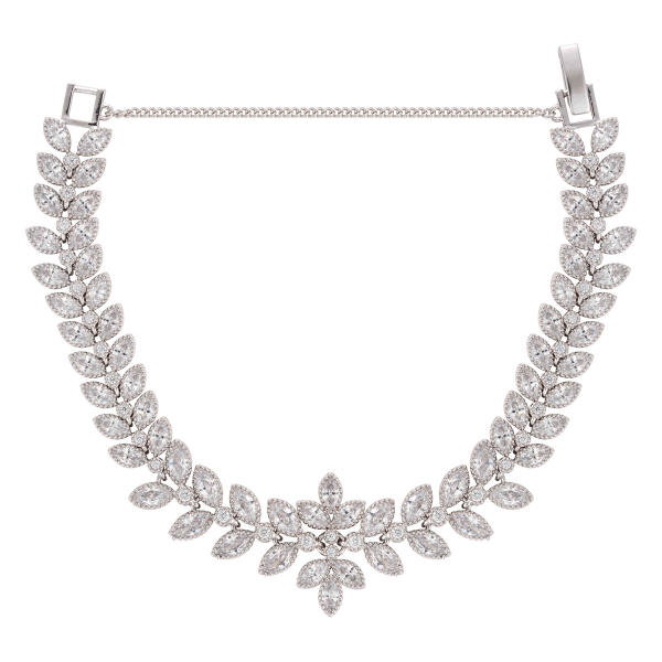 Zircon Necklace Set-Silver/White image 6