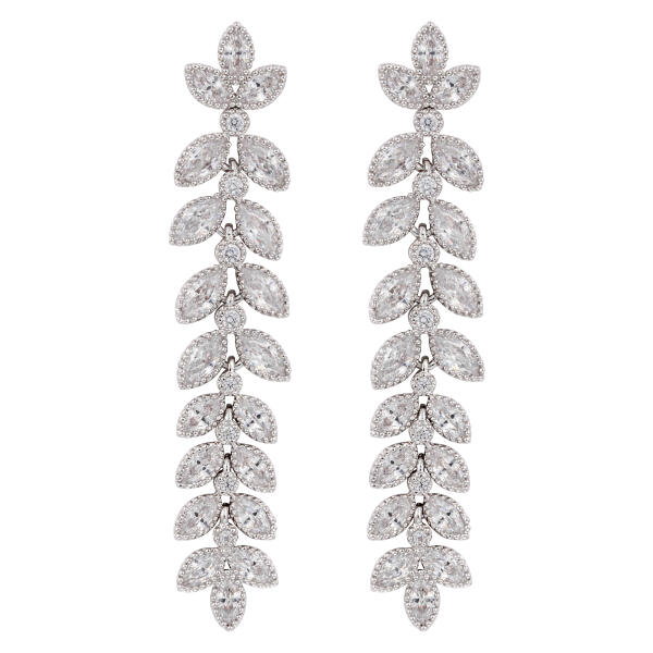 Zircon Necklace Set-Silver/White image 3