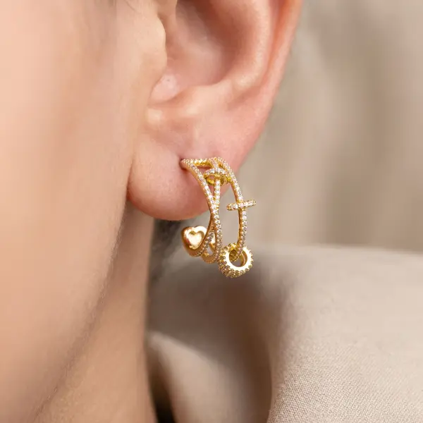 Double stud hoop earrings image 0
