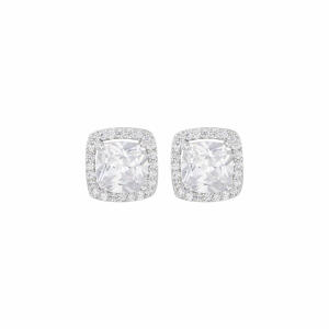 Princess Cut Earrings-Silver image 0