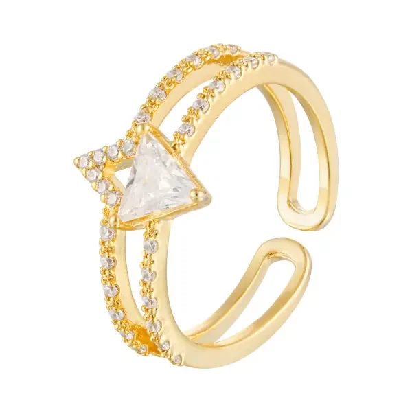 Luxury Open Ring with Geometric Center Stone image 0