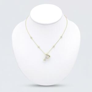 Gold Toned Letters Necklace -F image 0