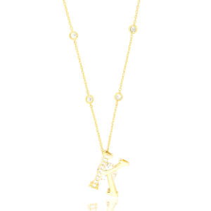 Gold Toned Letters Necklace -K image 0