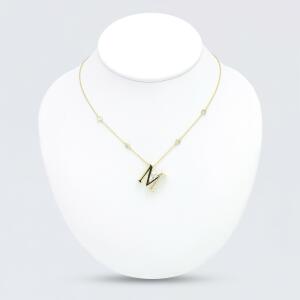 Gold Toned Letters Necklace -M image 0